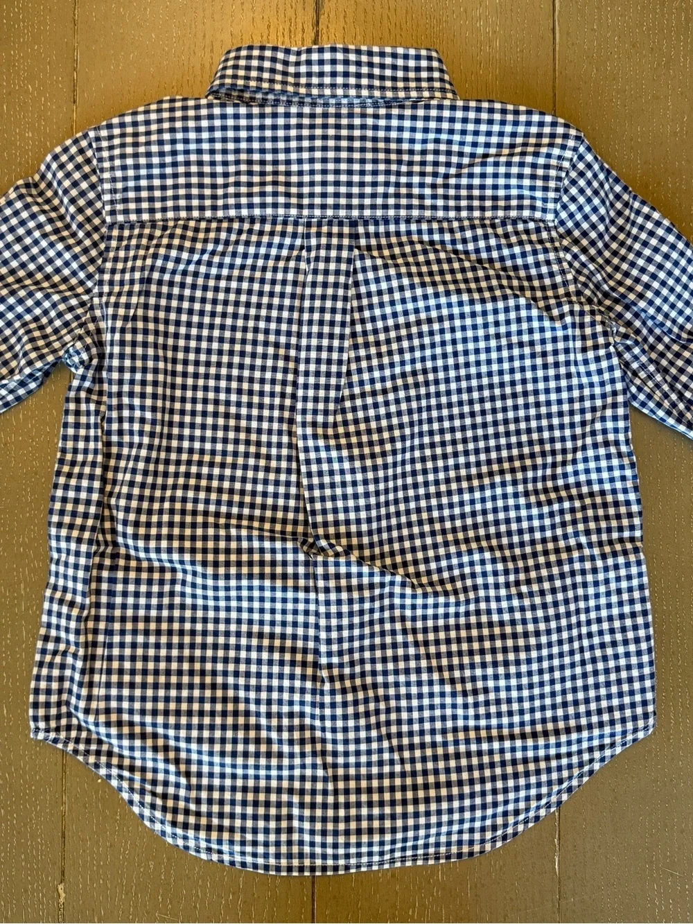 Ralph Lauren Boys’ Navy Checkered Plaid Long-Sleeve Polo Button Up • Size 5 (XS)